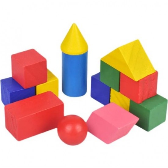 خشب مجسمات هندسية 2 سم ملون 14 حبة